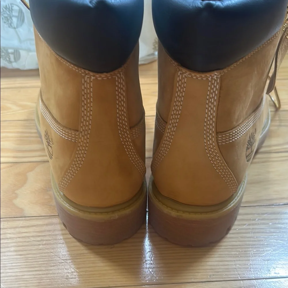 Timberland Premium 6 inch Waterproof Brown Wheat Nubuck Boots with Black Top New - Picture 6 of 10